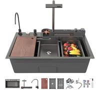 31.5 x 18.1 Inch Black Stainless Steel Undermount Kitchen Sink - Deep Single Bowl Design for Modern Kitchens, Complete Installation Kit Included