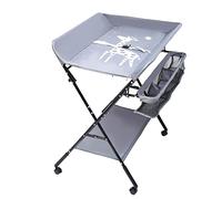 31.5 x 24.8 x 37.8Inch Infant Changing Table, Foldable Nursery Changing Table, Diaper Changing Station with Side Shelf Storage Basket and The Wheels for Infants Under 12 Months of Age, Dark Grey