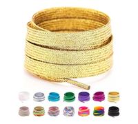 31-71" Flat Colorful Fashion Sneakers Shoelaces, Rainbow Gradient Shoe Laces Gold Size: 47inch (120cm)