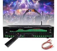31-Band Digital Equalizer, Professional Digital Audio Stereo Graphic Equalizer, with Noise Reduction, 12 Rhythm Patterns, LED Music Spectrum Analyzer (Green)