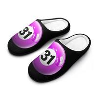 31 Bingo Lottery Ball Cotton Slippers for Men Non-Slip Breathable Winter House Slippers Indoor Outdoor 7-8（40-41）