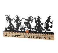 31 Days Wooden Halloween Countdown Calendar, Dancing Witches Table Sign Decorative Advent Calendars, Rustic Witch Desktop Ornament Halloween Decorations
