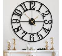 31 Inch Extra Large Wall Clock - Retro Decorative Oversized Farmhouse Arabic Numerals Silent Non Ticking Battery Operated Black Metal Wall Clocks for Living Room, Kitchen, Office, Entrance Decor