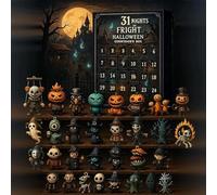 31 Nights Of Fright - 2025 Halloween Countdown Box With Figurines, 31 Days Advent Countdown Decor Toys, Resin Scary Doll Collectible Horror Figures, HangingCharms & Mini Decorations