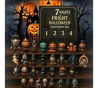 31 Nights of Fright, Halloween Advent Calendar 2025, Halloween Countdown Calendar Advent Box with Figurines, Horror Doll Collectible, Mini Ornaments & Hanging Charms (7 Days)