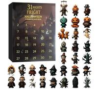 31 Nights of Fright, Halloween Countdown Box with Figurines, Scary Doll Collectible Horror Figures, Halloween Advent Calendar, Hanging Charms & Mini Hanging Decorations (Black(2 Pcs))