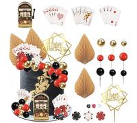 31 Pack Casino Cake Topper Casino Cake Decorations with Mini Slot Toy Machine Poker Cupcake Toppers Casino Happy Birthday Cake Topper Poker Chips Dices for Las Vegas Scene Theme Party Decorations