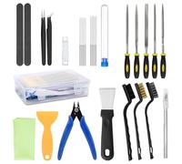31 Pcs 3D Printer Accessories, 3D Printer Nozzle Cleaning Kit, 3D Printer Deburring Tools, Including Tweezers, Needle File, Cleaning Needle, Cleaning Cloth, Sandpaper Stick, Carving Tools