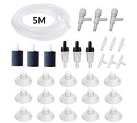 31 Pcs Air Pump Accessories for Fish Tank, 5M Airline Tubing, 3 Air Stone Cylinder, 3 Check Valves, 15 Airline Tube Holders/Clamps, 3 Aquarium Air Valve, 6 Connectors for Aquarium Pump and Hydroponics