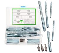 31 Pcs Double Ended Screws, Hanger Bolts, Double Ended Metal to Wood Screws, Metal Dowels, Self-Tapping Double Sided Screw for Furniture Woodworking Connector Joining, with Bit(M6, M8, M10)