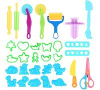 31 Pcs Dough Tool Set for Kid, Robust Tools, Modelling Clay Accessories Includes Rolling Pin, Scissors and Dinosaur Molds, Modeling Clay Accessories for Creative Modeling with Shapes and Fun