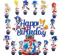 31 Pcs GameSonic Cake Toppers for Kids, Cake Decorations, Cupcake Toppers, Birthday Party Decorations Supplies