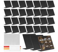 31 Pcs Mini Chalkboard Signs for Food Display, Mini Chalk Boards, Small Blackboard Sign, L Shaped Black Food Labels for Buffet Price Tags Display Wedding Party Tabletop Shop, with 3 Pens