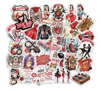 31 PCS Rockabilly Stickers Pack Pin Up Girls Vintage 1950s Retro Rose Tattoo Style Waterproof Vinyl Decals Rock N Roll Guitar Music Laptop Water Bottle Phone Case Women Aesthetic Gifts