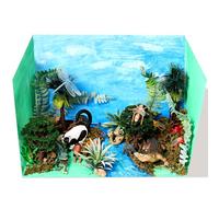31 Pcs School Cardboard Diorama Supplies Kit Rainforest Animals Figures Set Rainforest Animals Zoo Artificial Model Tree Stump Fake Rock Sand Stone Moss with Gift Box for Boy Girl Birthday Party Favor