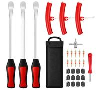 31 Pcs Tyre Levers Tool Set,Tyre Valve Removal Tool,Tire Repair & Changing | Tyre Removal Tool,3 Tyre Lever Tool Spoon,3Rim Protectors,12Valve Caps for Car Tyres,10valve Cores,For Motorcycle,Bicycle,Car
