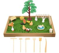 31 Pcs Zen Garden Kit for Desk, Mini Zen Sand Garden with Wooden Tray & Rake, Japanese Gift Set for Home, Office Desk Decor