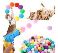 31-Piece Fluffy Cat Ball Launcher Set - Interactive Kitten Toy with 1 Launcher Gun, 30pcs Soft Plush Balls for Indoor Cats Playful Kittens - Fun Boredom Buster Training Kitten Toys