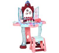 AIYAPLAY 31 Pieces Kids Dressing Table Set with Magical Princess Mirror, Music Lights, Makeup Accessories, Hair Dryer, Chair, Drawer for Ages 3-6 Years