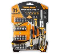 31-Piece Ratchet Screwdriver Bit and Socket Set - Multifunction Precision Tool Kit with Ratchet Handle, Metric Sockets, Hex, Torx, Slotted and Phillips Bits for DIY, Repairs and Assembly