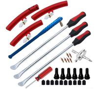 31-Piece Tyre Iron Spoon Kit Steel Pry Bar Lever(Red)