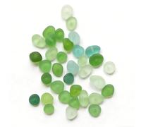 31 Pieces Center Drilled Sea Glass Beads, Tiny Size (6-9 mm), Beach Glass for Jewelry Making (Shadow of Green)