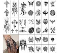 31 Sheets Temporary Tattoos for Women and Men Semi Permanent Temporary Tattoos Kit Realistic Hand Tattoos Stickers 100% Plant-Based Ink Lasts 1-2 Weeks