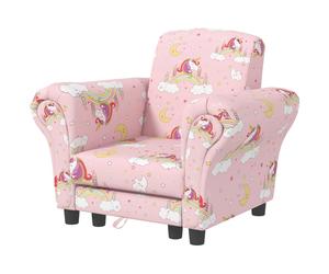 310-083V70PK AIYAPLAY Kids Armchair with Stool, 2 Piece Kids Sofa Set with Cloud Design, Wooden Frame, Upholstered Chair for Bedroom, Playroom, Nursery, for 1.5-3 Years Old, Pink