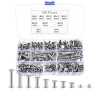 310 Pcs Chicago Screws, M5 Chicago Binding Screws Posts, Leather Rivets Kit, Book Binding Rivets Posts, Metal Flat Cross Head Screw Rivets for Belt Bags Harness Purse Dog Lead Bookbinding Screws