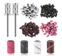 310 PcsNail Sanding Bands for Nail Drill, Coarse & Fine 80 Grit 120 Grit 180 Grit 240 Grit Sanding Bands for Nail Art Manicures Pedicures, with 2 Pcs Drill Bits