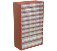 310 x 145 x 510mm 44 Drawer Parts Cabinet - RED - Wall Mounted / Standing Box Loops Multi One Size
