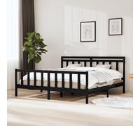 3100982 vidaXL Bed Frame without Mattress Black Solid Wood 200x200 cm (810106+814118)