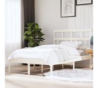 Bed frame White Solid Pine Wood 140 x 200 cm Rustic Slatted Headboard Natural UK [EEK: D]