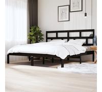 3101242 Bed Frame without Mattress Black Solid Wood Pine 200x200 cm