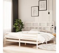 (white, 200 x 200 cm) vidaXL Bed Frame Bed Base Bedstead Bedroom Mattress Foundation Solid Wood Pine