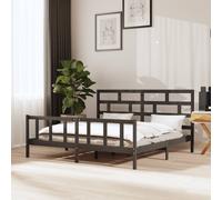 (grey, 200 x 200 cm) vidaXL Bed Frame Bed Base Bedstead Bedroom Mattress Foundation Solid Wood Pine
