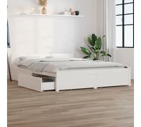 vidaXL Bed Frame with Drawers White 140x190 cm, White