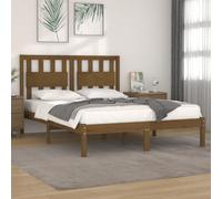 3103956 vidaXL Bed Frame without Mattress Honey Brown Solid Wood 200x200 cm (810040+818593)