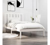 3104049 vidaXL Bed Frame without Mattress White Solid Wood 90x200 cm (810003+818651)