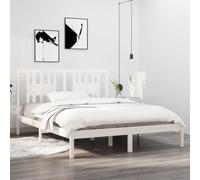3104064 vidaXL Bed Frame without Mattress White Solid Wood 140x200 cm (810018+818671)
