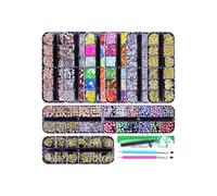 310g Complete Rhinestones Nails Art Supplies with 12 Grids Storage Case for Home Salon or Shop Bulk Purchase Multiple Shape Beads