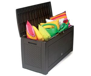 310L Garden Storage Box Bench Large Outdoor Box Plastic Organiser with wheels