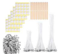 310Pcs Candle Wicks Set, 100Pcs for Making (4/6/8'') with 100 Glue Dots, 10Pcs Candle Wick Holders, 100 Tabs, Natural Smokeless Candle-Wicks, for Candle-Making, DIY Crafts