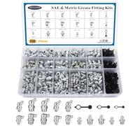 310PCS SAE & Metric Grease Nipple Assortment Kit, Hydraulic Grease Fittings Standard with Plastic Grease Fitting Caps