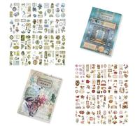 312Pcs Vintage Scrapbooking Stickers, Nostalgic Style of Scrapbooking Sticker Set (River Lime Green & Rouge Dawn), Self-Adhesive Stickers for DIY, Photo Albums, Journals, Collage Art