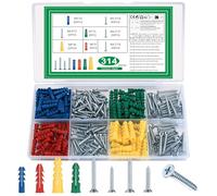 314 Pcs Plaster Board Screws and Wall Plugs Set, Raw Plugs and Screws Set, Masonry screws and Expansion Pipe Bolts, Plasterboard Wall plugs for Brick wall Concrete Drywall