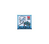314PI Alaska Postage Stamp Embroidery Patch, Size 3" Vintage Forget-Me-Not Flower & Willow Ptarmigan Bird State Map Patch, Iron on Patch for Backpack Clothes Accessories,Aesthetic Travel Souvenir Gift