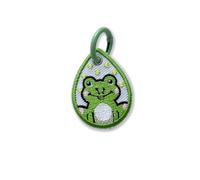 314PI Frog Smile Embroidery Keychain, Size 2" Embroidered Tag Keychains, Embroidery Patch with Colorful Keyrings for Backpack Clothes Motorcycles Scooters Cars Key Accessories, Natural Animal Gifts