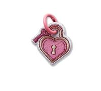 314PI Heart Love Key Embroidery Keychain, Size 2" Embroidered Tag Keychains, Embroidery Patch with Colorful Keyrings for Backpack Clothes Motorcycles Scooters Cars Key Accessories, Romance Gifts