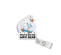314PI Help is On The Way, Dear 2" Badge Reels, Funny Nurse Silly Goose Alligator Clip Acrylic ID Badge Holder, Badge Lanyard, Meme Animal Medical Accessories DIY for Friend Nurses Doctors Co-Workers